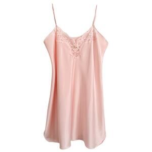 Vintage Y2K Pink Slip Dress Lace Garden Fairy Cottage Feminine Womens Medium